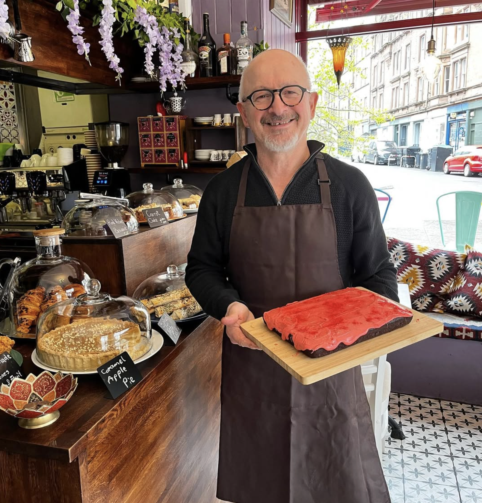 House-baked red velvet cake at Café Truva